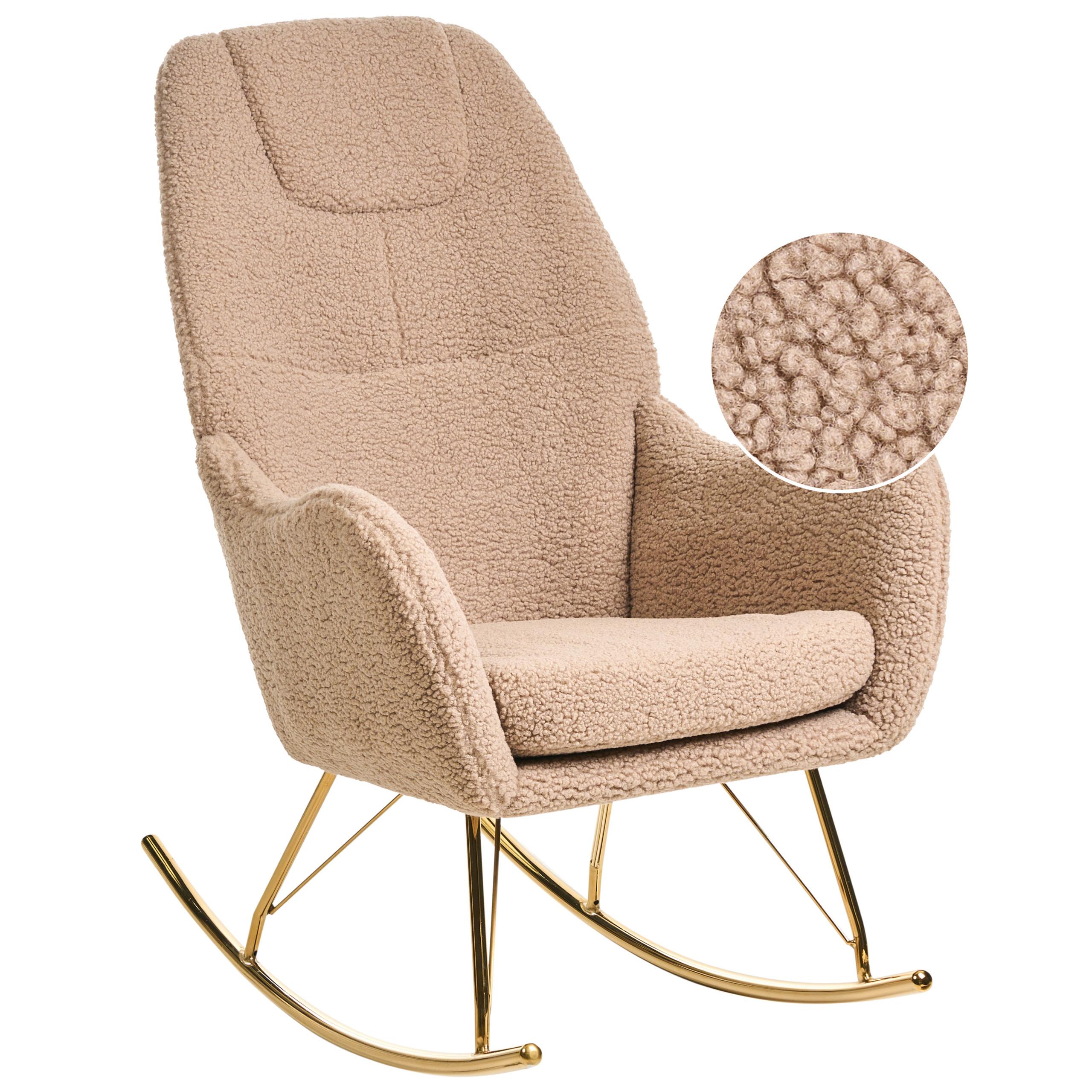 SCHAUKELSESSEL Beige Gulsele - Beige/Goldfarben, Textil (70/105/95cm) - Beliani