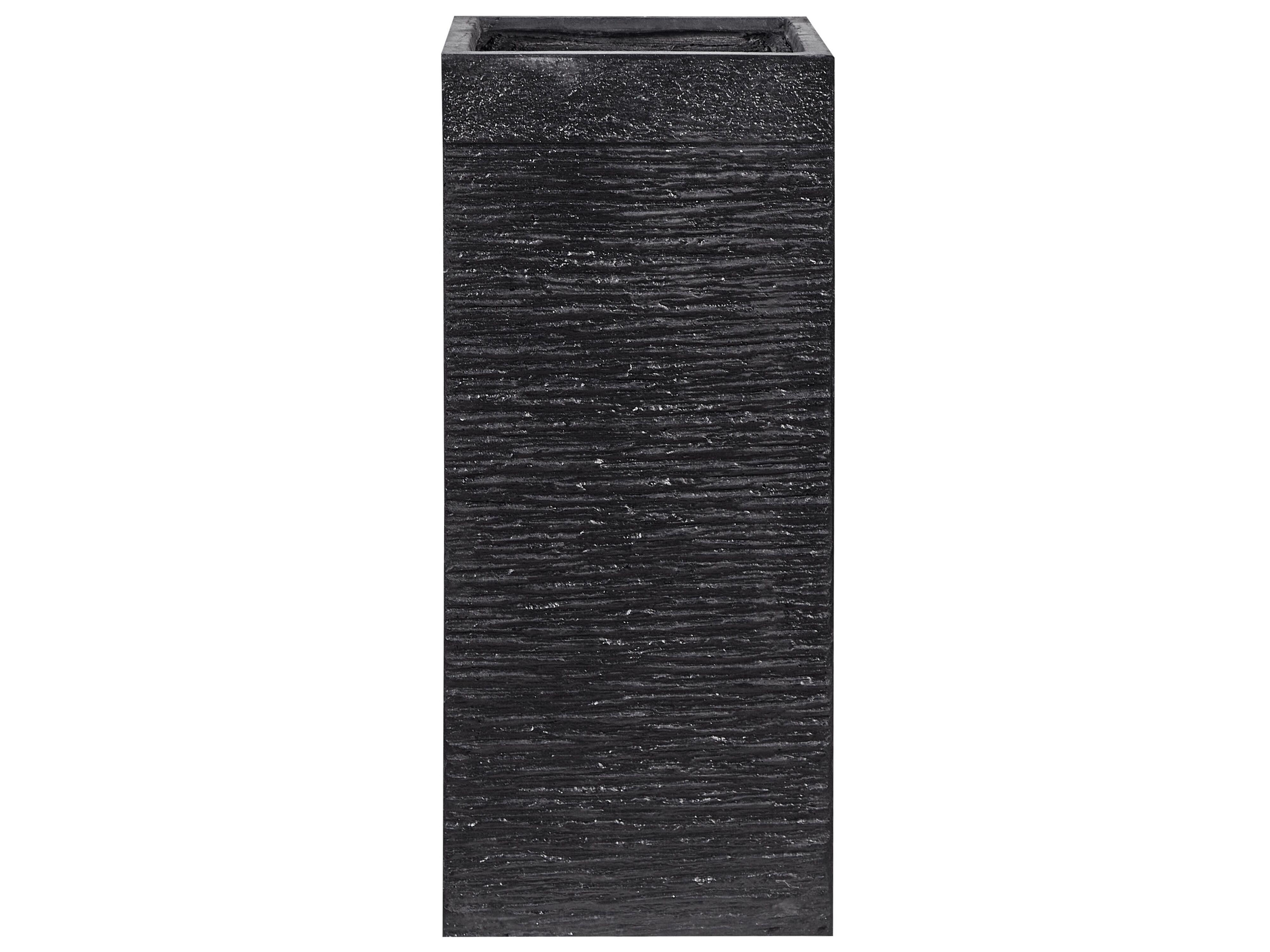 BLUMENTOPF schwarz quadratisch 26/26/60 cm Dion - Schwarz, Naturmaterialien (60cm) - Beliani