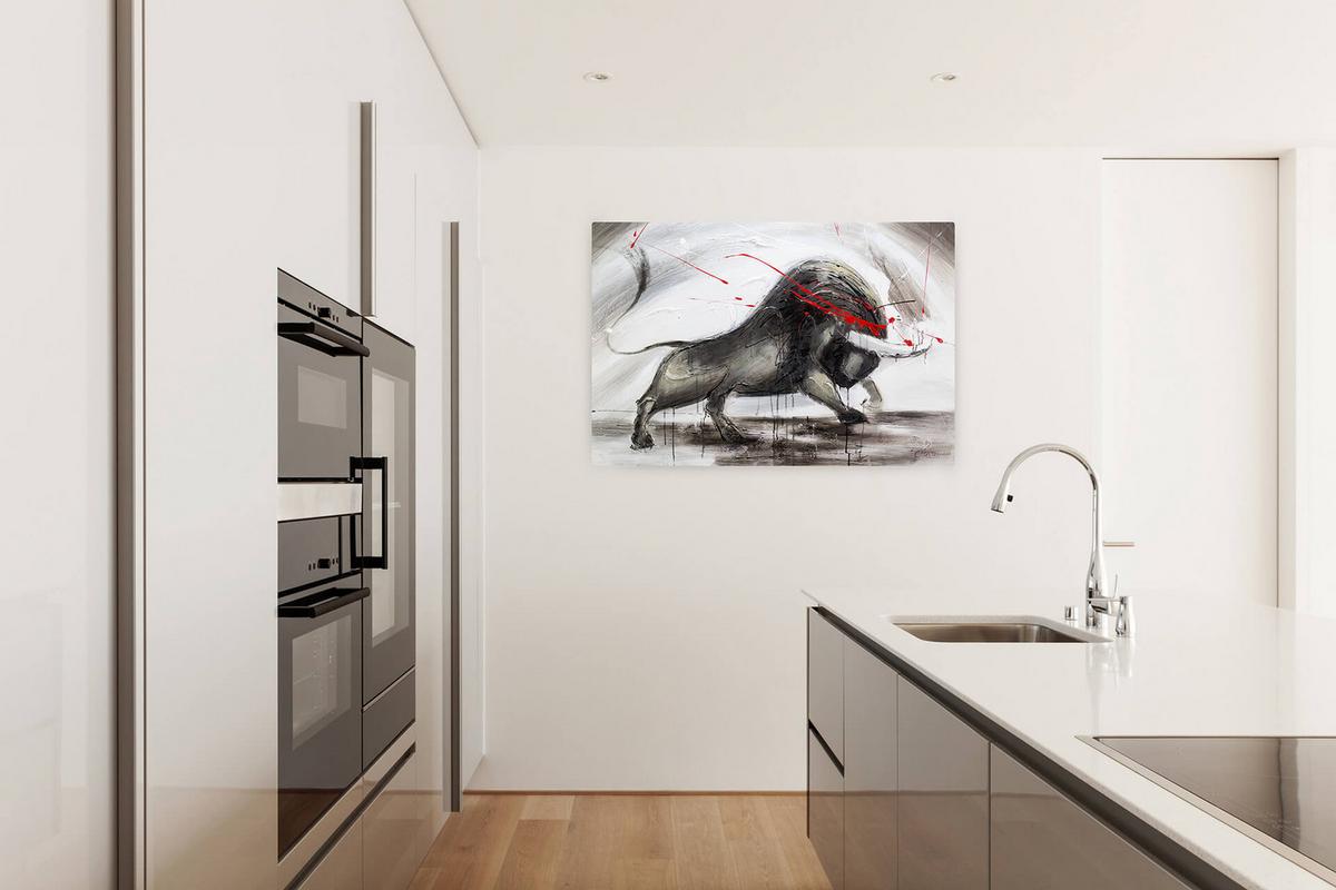 ÖLGEMÄLDE 120/80 cm - Grau, Holz/Textil (120/80cm) - KUNSTLOFT
