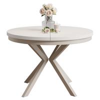 AUSZIEHTISCH MILTON 90-166/76 cm mit Metallgestell und Zarge, Kaschmir / Arktisweiß - Kaschmir/Weiß, Holzwerkstoff/Metall (90/90/76cm) - Idohome