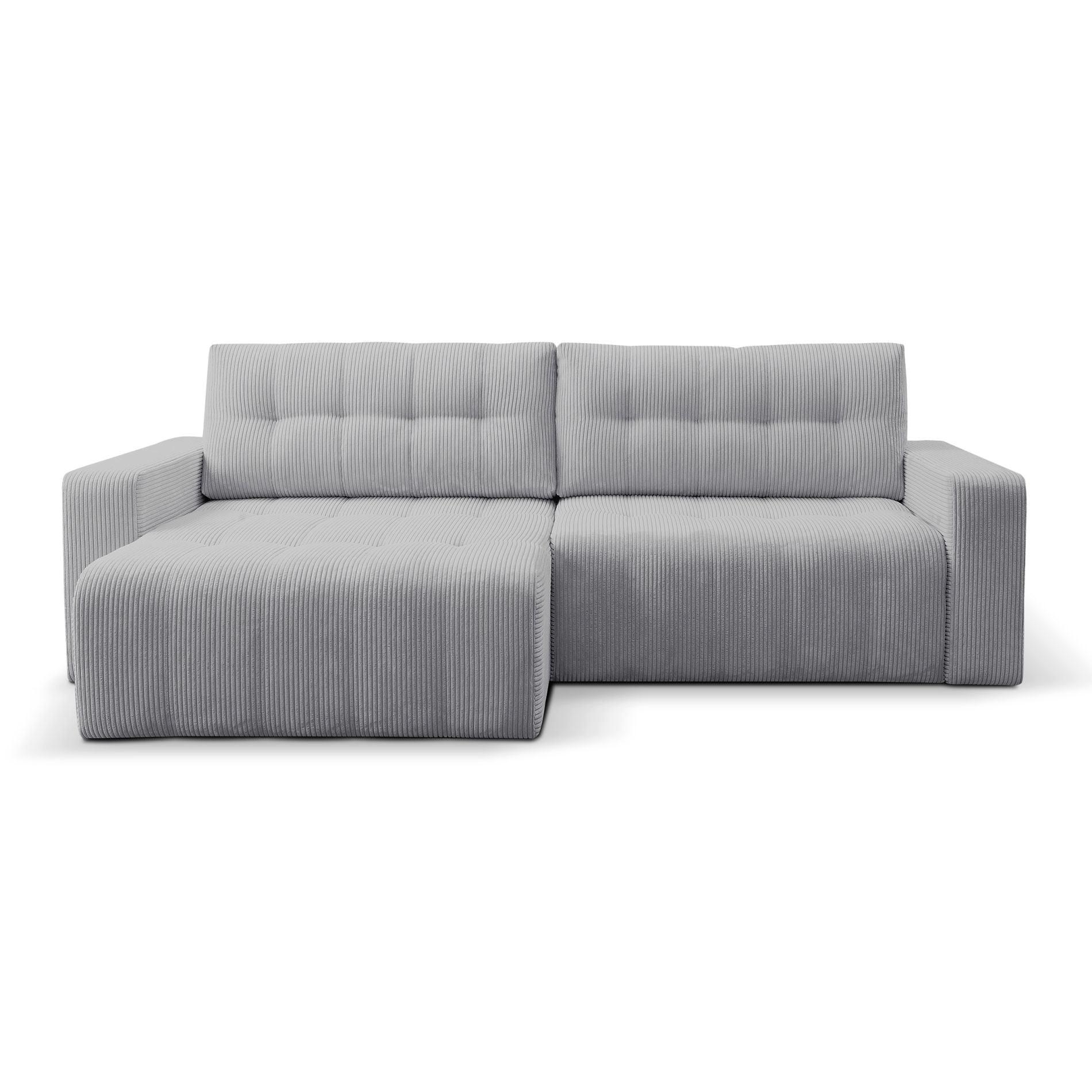 ECKSOFA Maillo Hellgrau Cord - Hellgrau/Schwarz, Kunststoff/Textil (245/143cm) - Selsey