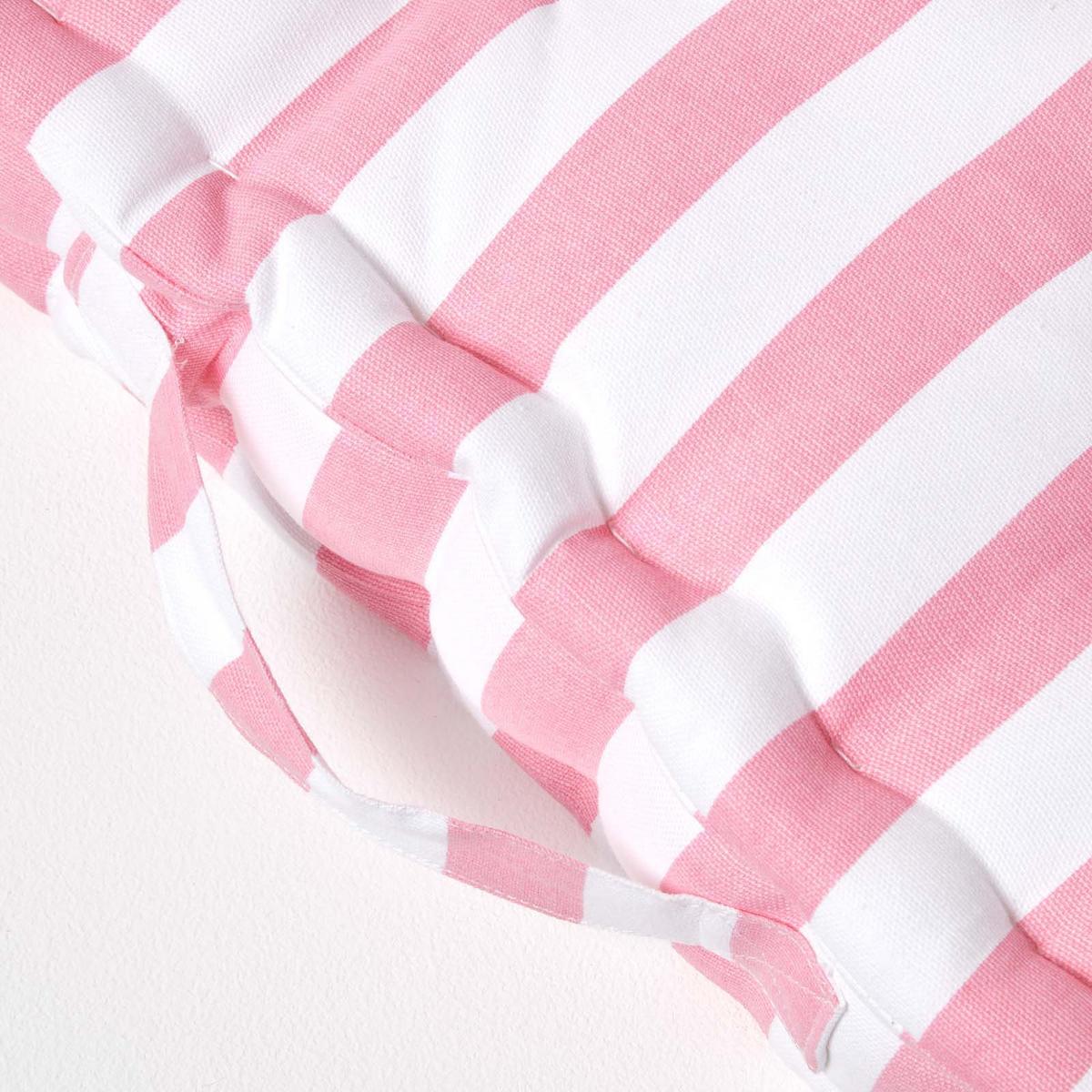 SITZKISSEN rosa-weiß gestreift 40/40/8 cm - Rosa, Textil (40/40/8cm) - Homescapes