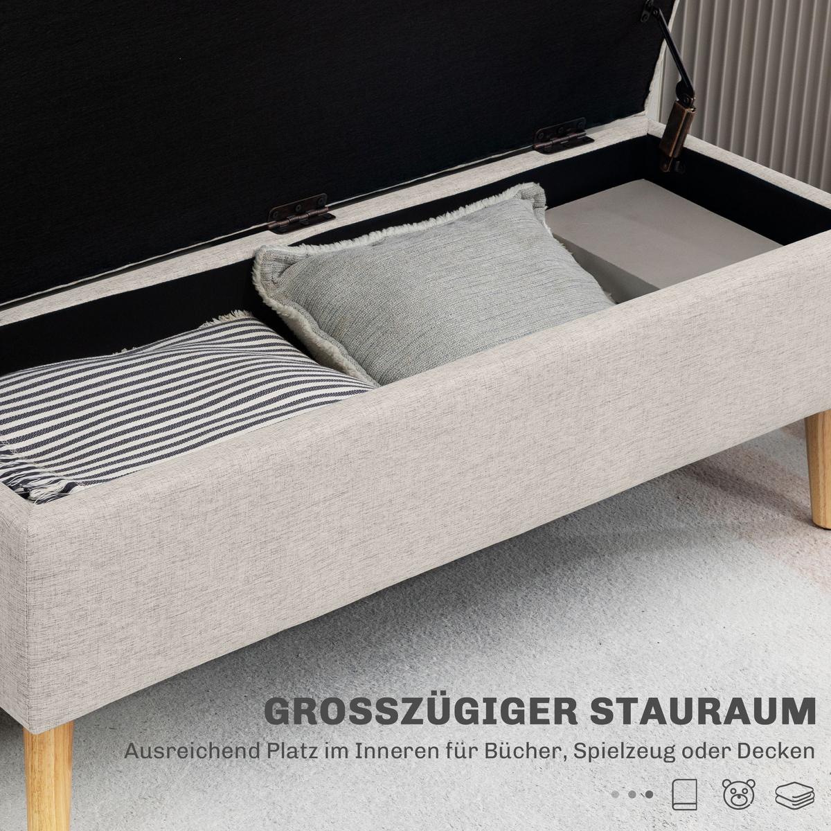 TRUHENBANK scandinavia Polyester Holz Beige - Beige, Kunststoff (39/45/110cm) - HOMCOM