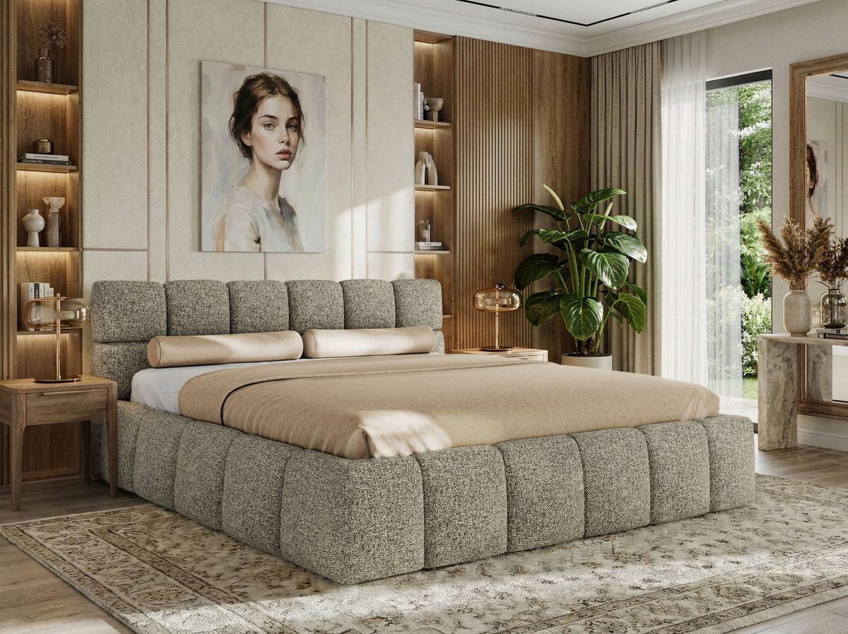 POLSTERBETT NIRA CLASSIC 140/200 - Grau Strukture - ohne Matratze - Grau, Textil (140/200cm) - MKS