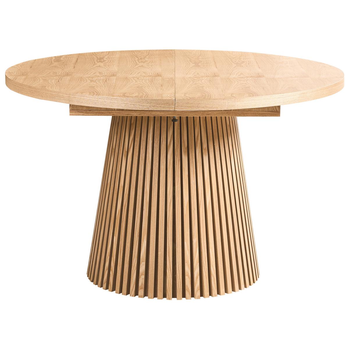 ESSTISCH ausziehbar Helle Esche 120-160/120 cm Moore - Braun, Holzwerkstoff (120/120/76cm) - Beliani