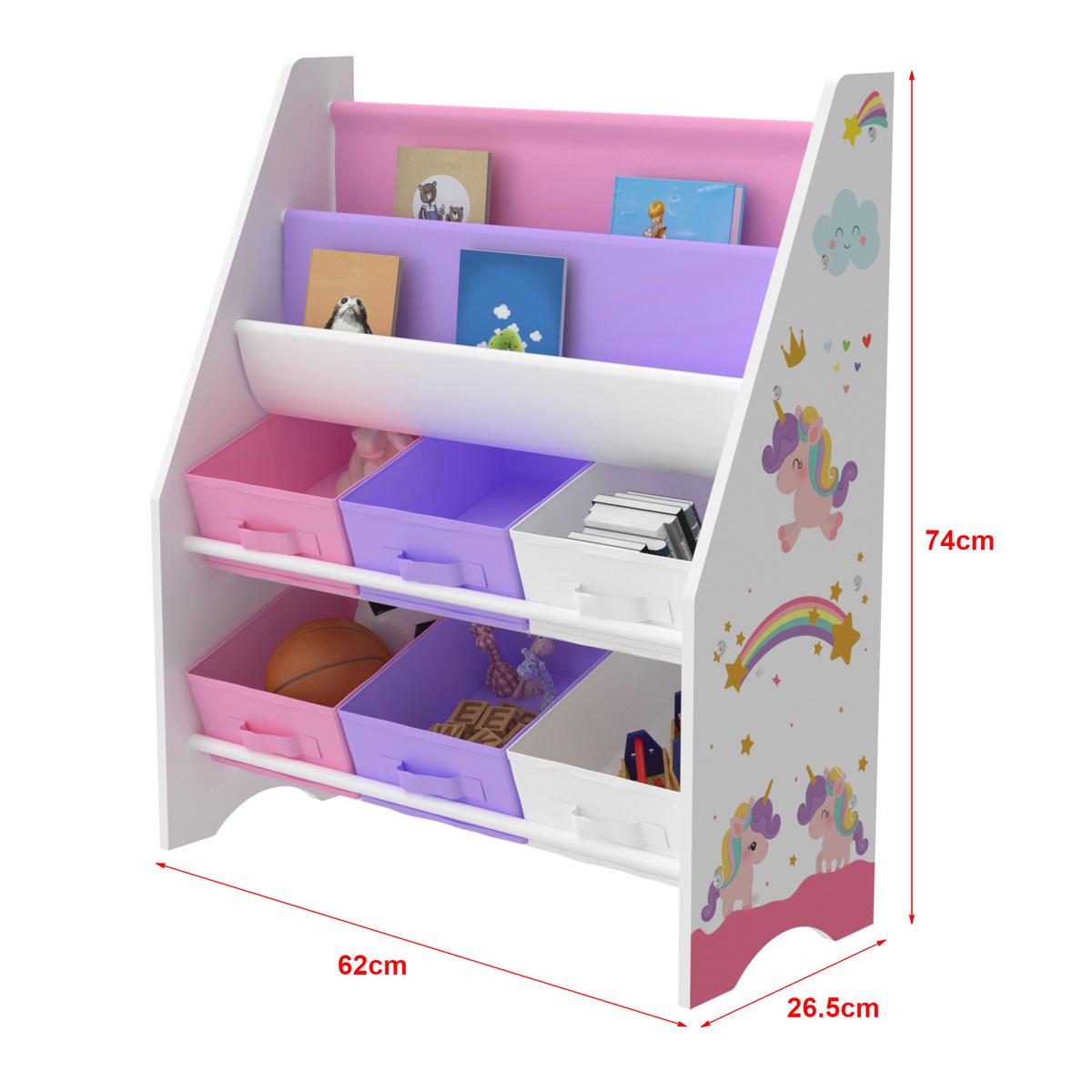 KINDERREGAL Ponteceso - Lila/Weiß, Holzwerkstoff/Textil (62/74/26.5cm) - [en.casa]
