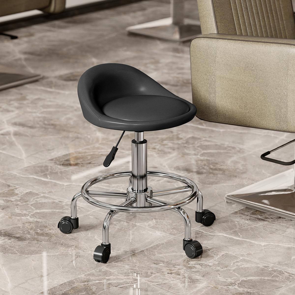 ROLLHOCKER Kunstleder Metall Schwarz - Schwarz, Kunststoff (43/75/43cm) - HOMCOM