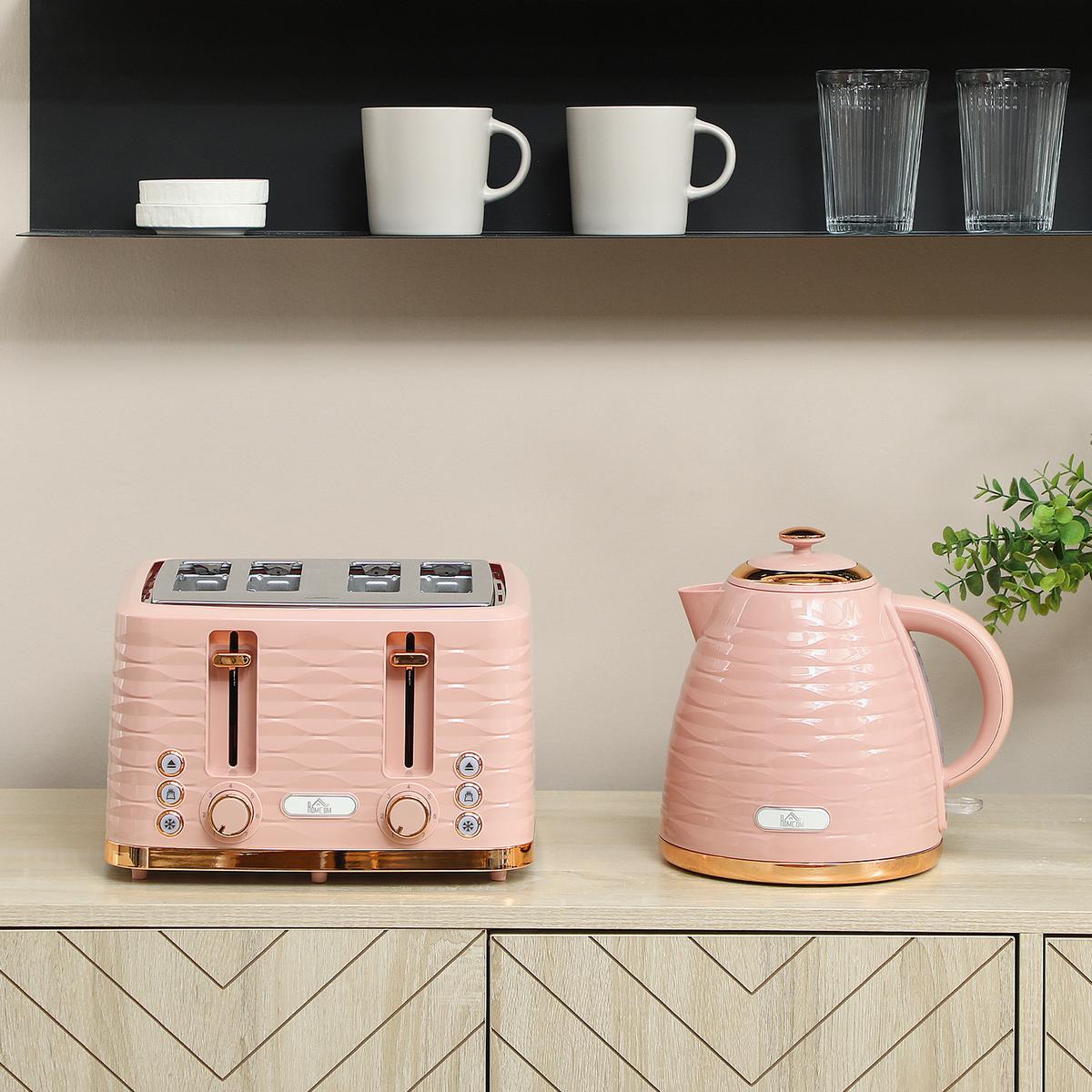 KOCHER-TOASTER-SET 2er Set Kunststoff Stahl Rosa - Rosa, Kunststoff (19.5/23.2/24.1cm) - HOMCOM