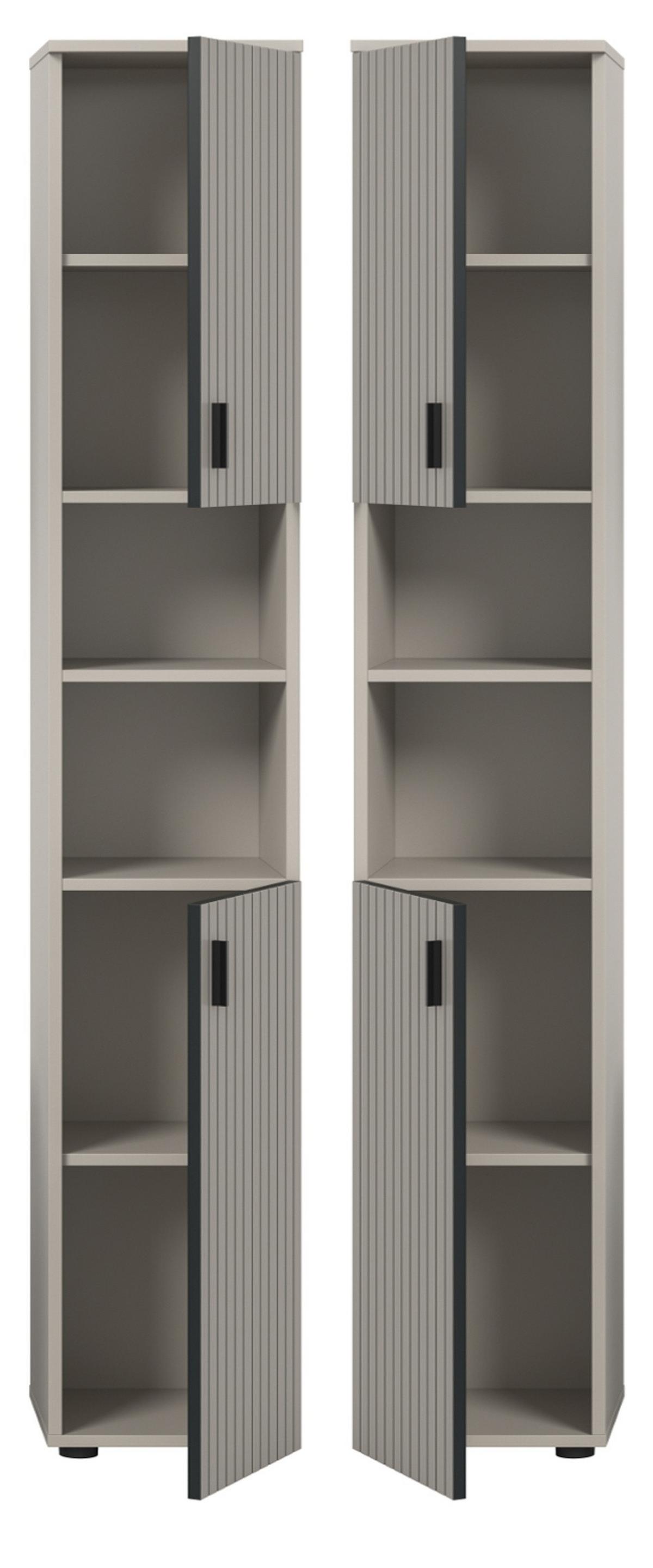 HOCHSCHRANK Kaschmir 30 x 192 cm, Badschrank mit 6 Fächern - Kaschmir/Schwarz, Holzwerkstoff/Kunststoff (30/192/30cm) - Inn.Furn