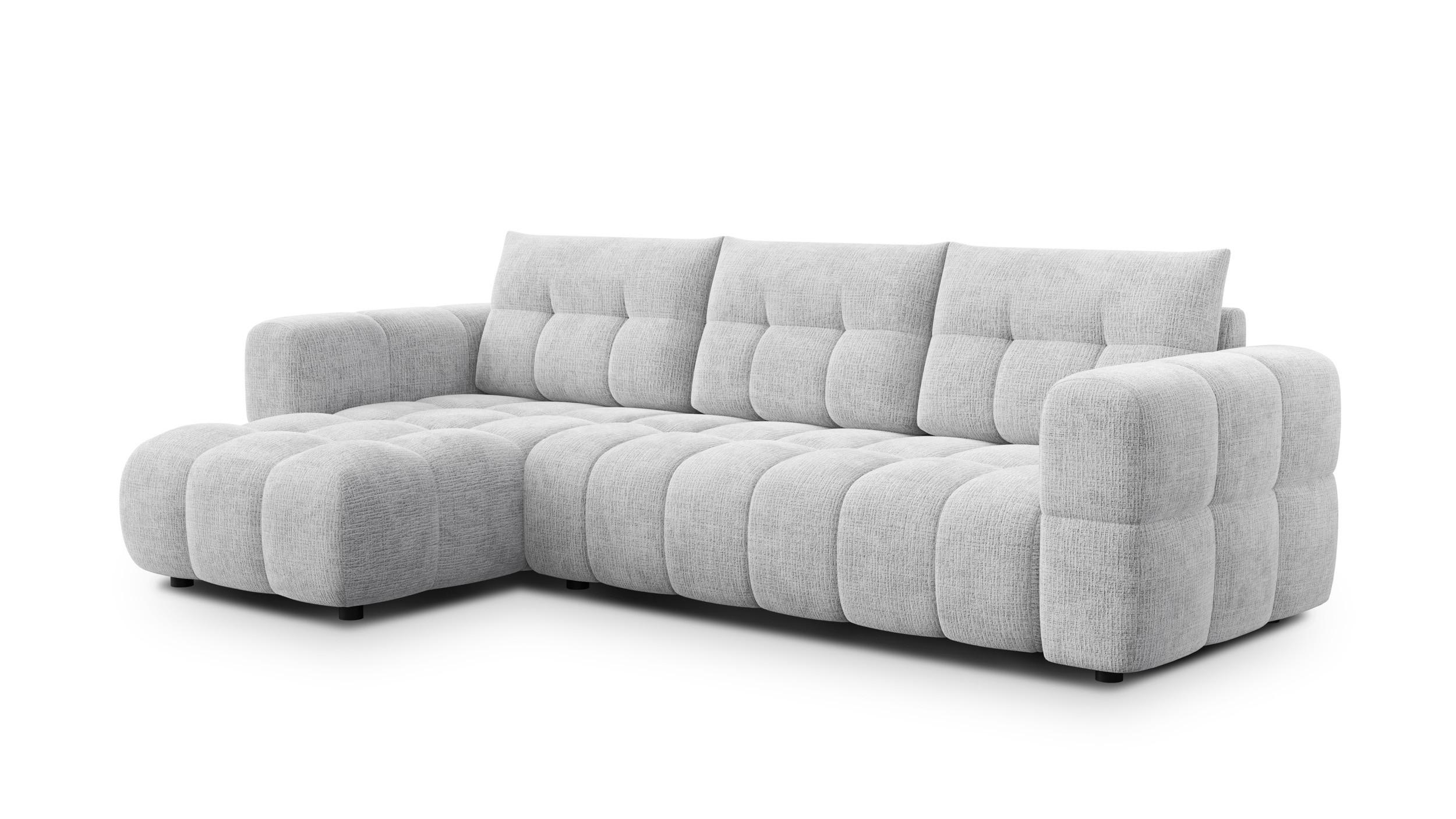ECKSOFA CLOUDI 4-Sitzer links, hellgrau - Hellgrau/Schwarz, Holz/Textil (294/160cm) - Wozimo
