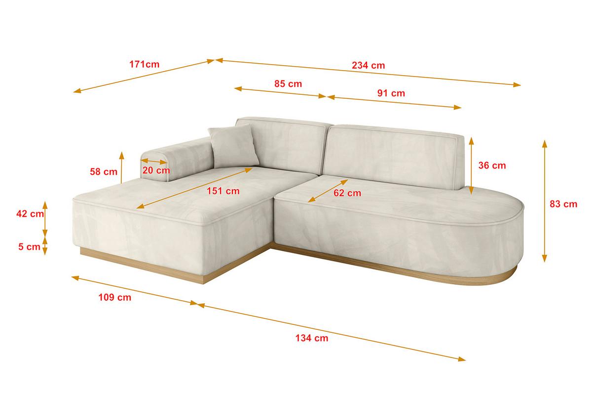 ECKSOFA Ottomane Links IREA-L1-v2 - 234x171x83 cm Dunkelgrau - Ecru, Holzwerkstoff/Textil (234/171cm) - ALTDECOR