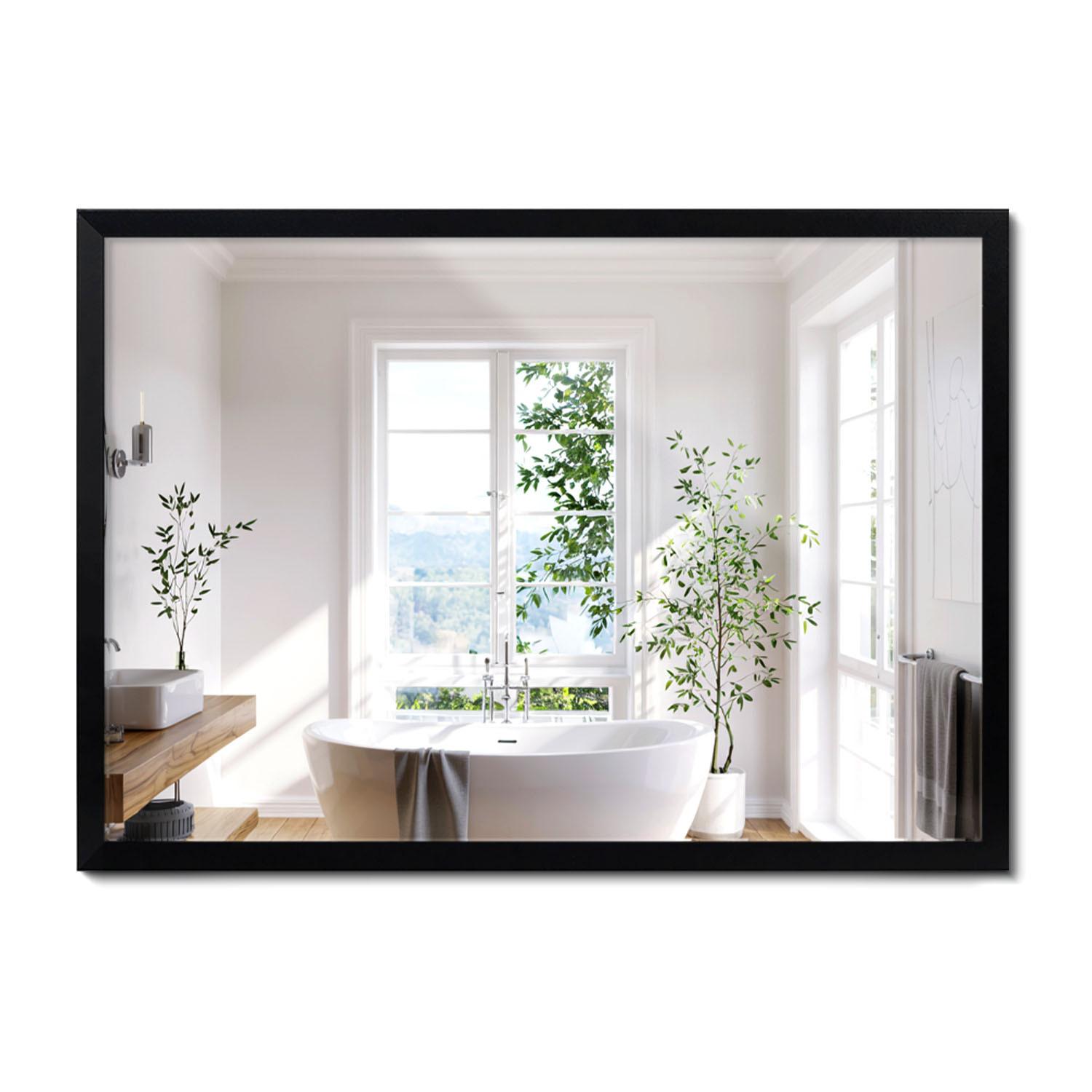 SPIEGEL 70x50cm Schwarzer Rahmen - Schwarz, Glas (70/50/0.4cm) - Wallfluent