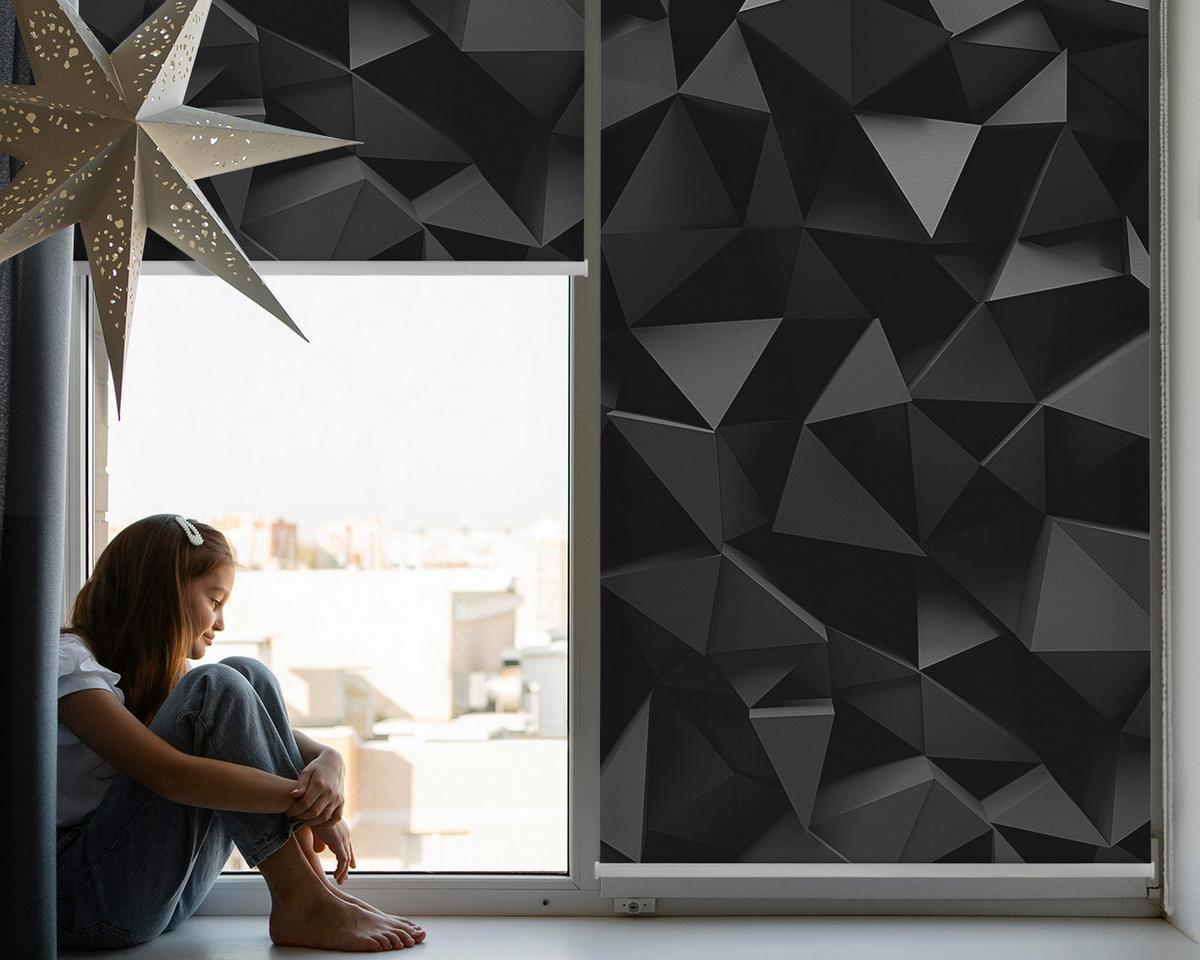 INNENROLLO - Fensterrollo - Rollo - 60x40 cm - Schwarzes Origami - Schwarz, Kunststoff (60/140/0.5cm) - TULUP