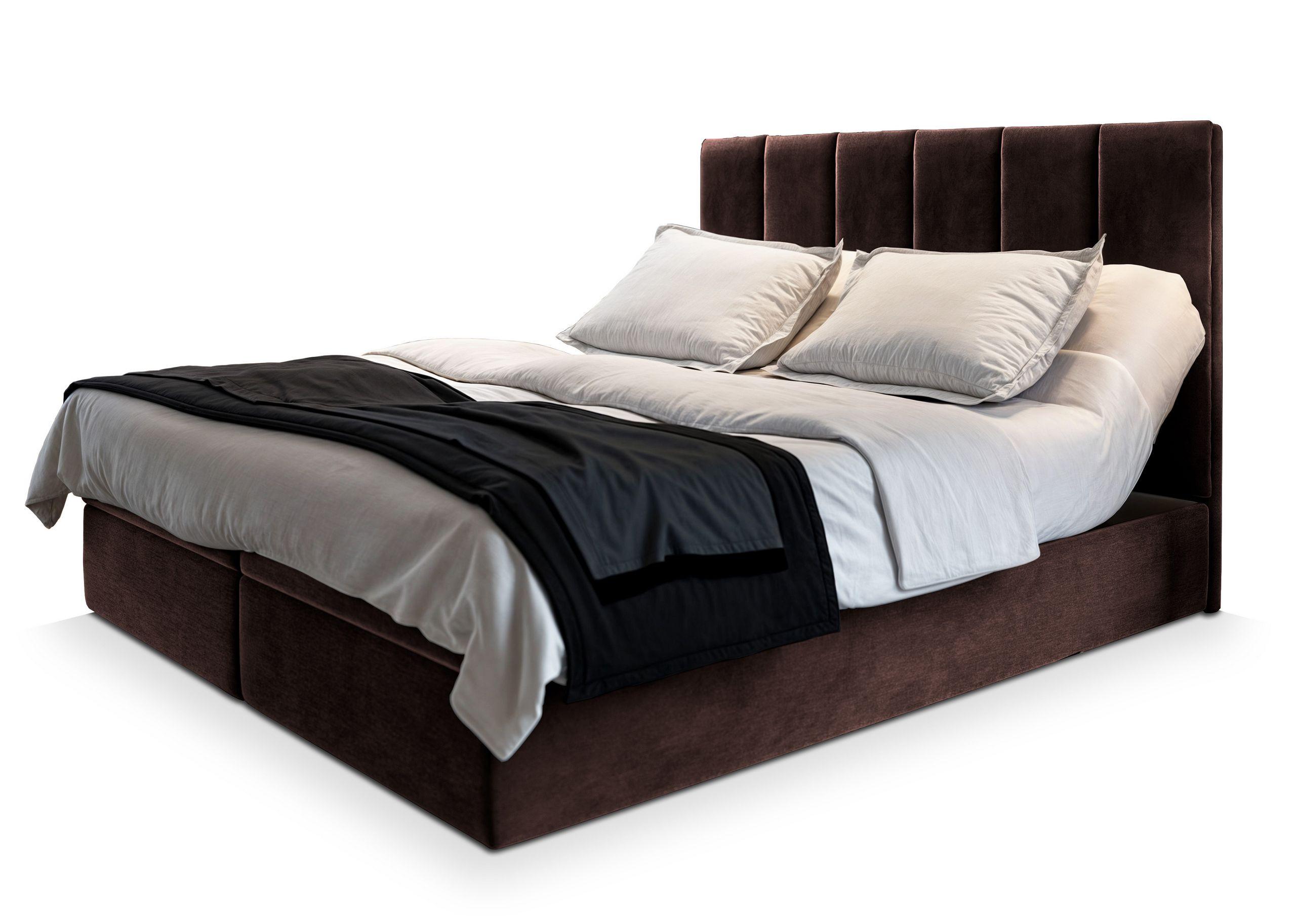BOXBETT BARINO 180x200 cm mit Matratze und Topper - Braun - Braun, Holz (180/200cm) - MASSENO