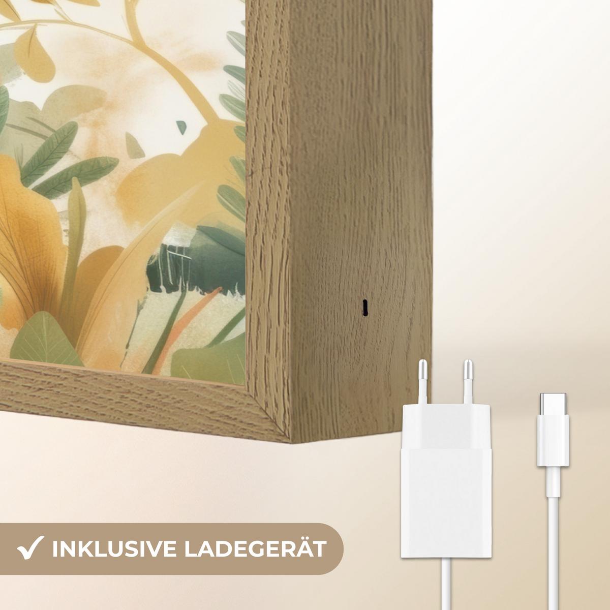 WANDLEUCHTE MIT AKKU Dino - Fußball - Orange 40x30 cm - Beige, Holzwerkstoff (40/30/8cm) - OnlyWow