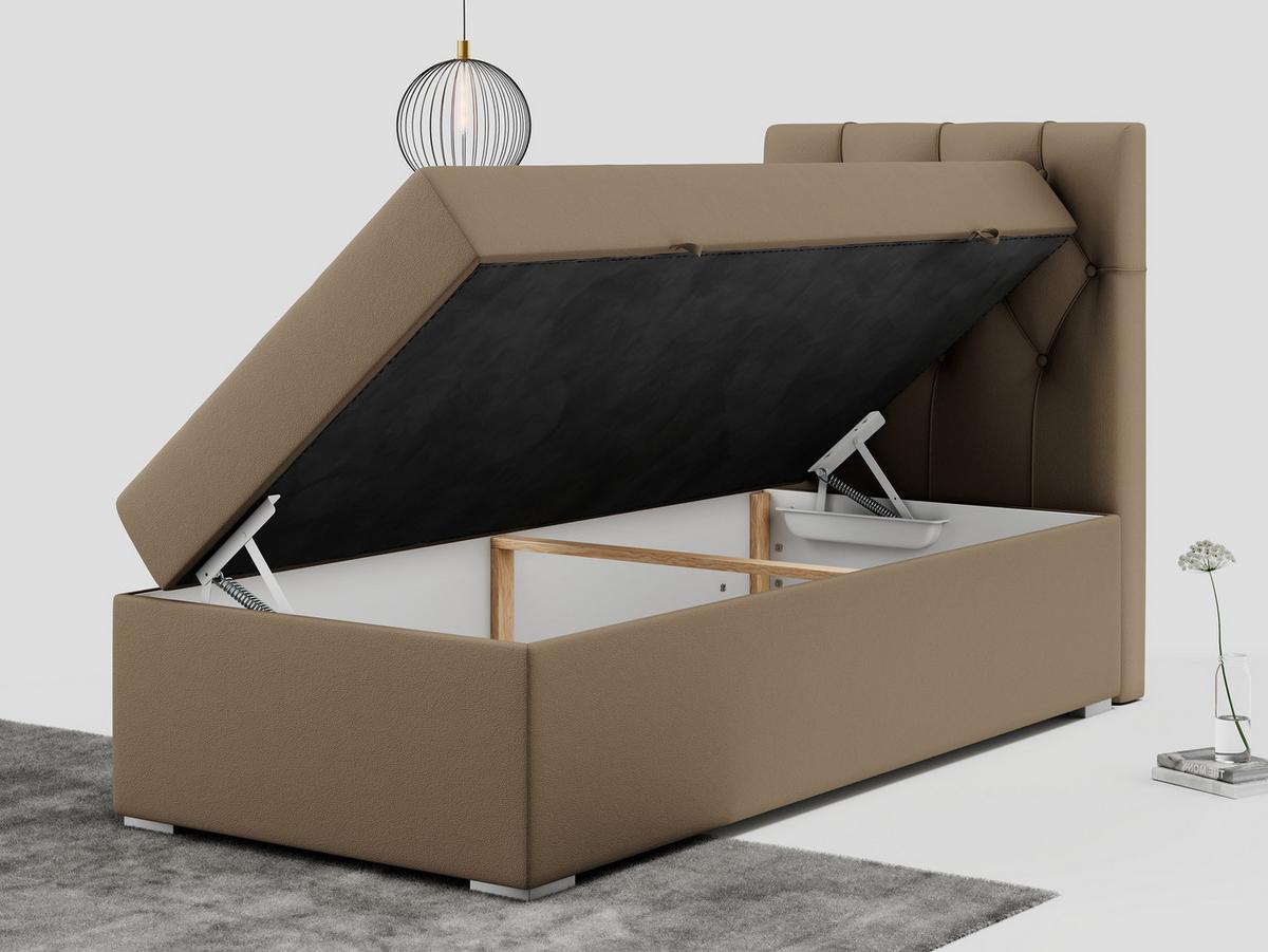BOXBETT ALDA 90/200 Braun Kunstleder - H3 - Rechts Seite - Braun, Holz/Textil (90/200cm) - MKS