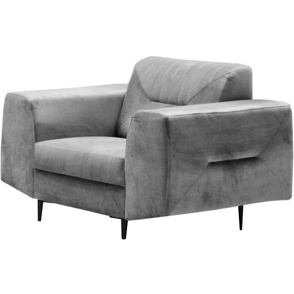 RELAXSESSEL Venezia hellgrau mit schwarzen Beinen - Hellgrau/Schwarz, Textil/Metall (112/85/94cm) - Beautysofa
