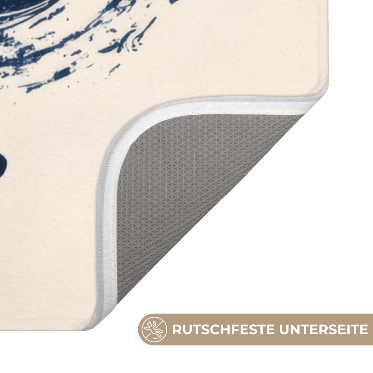 WC-VORLEGER Wale - Spritzer - Kreis - Dunkelblau WC Teppich 50x80 cm - Dunkelblau, Textil (50/1cm) - OnlyWow