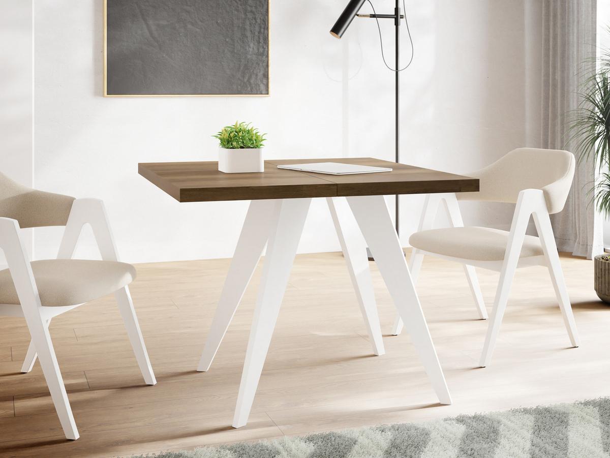 ESSTISCH Quadro quadratischer ausziehbarer, Lefkas Eiche 100-150/100/76 cm - Alteiche/Weiß, Holz/Holzwerkstoff (100/150/76cm) - WFL GROUP