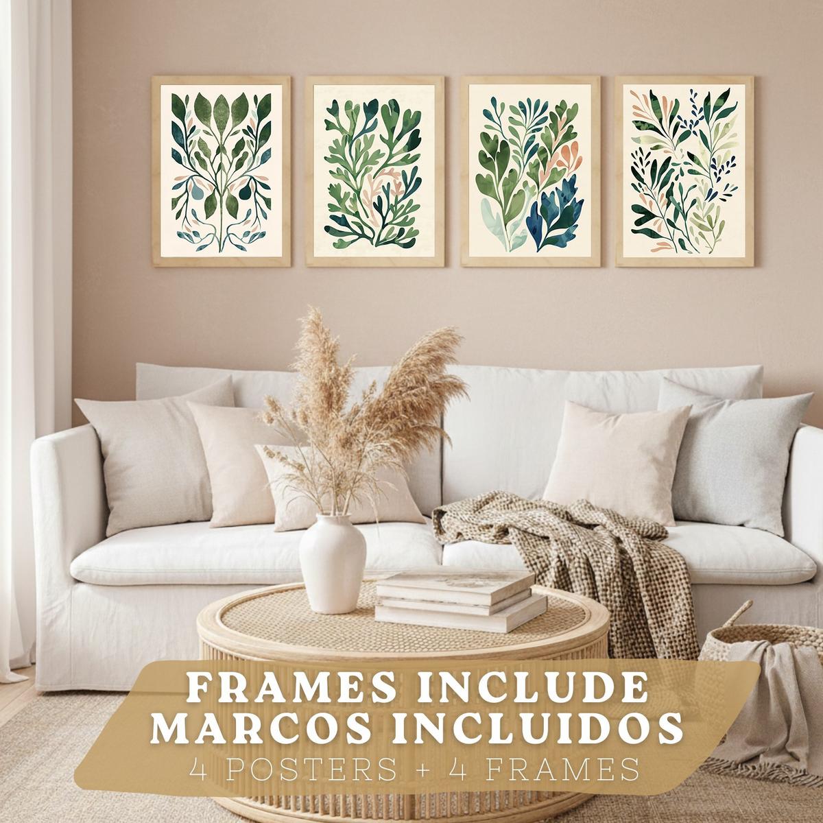 POSTER 2er-Set Wandbilder Matisse Blumen modern Wohnzimmer Deko, Schlafzimmer, Küche, Badezimmer Rahmenlos A4 - Beige, Papier (29.7/1/21cm) - Nacnic