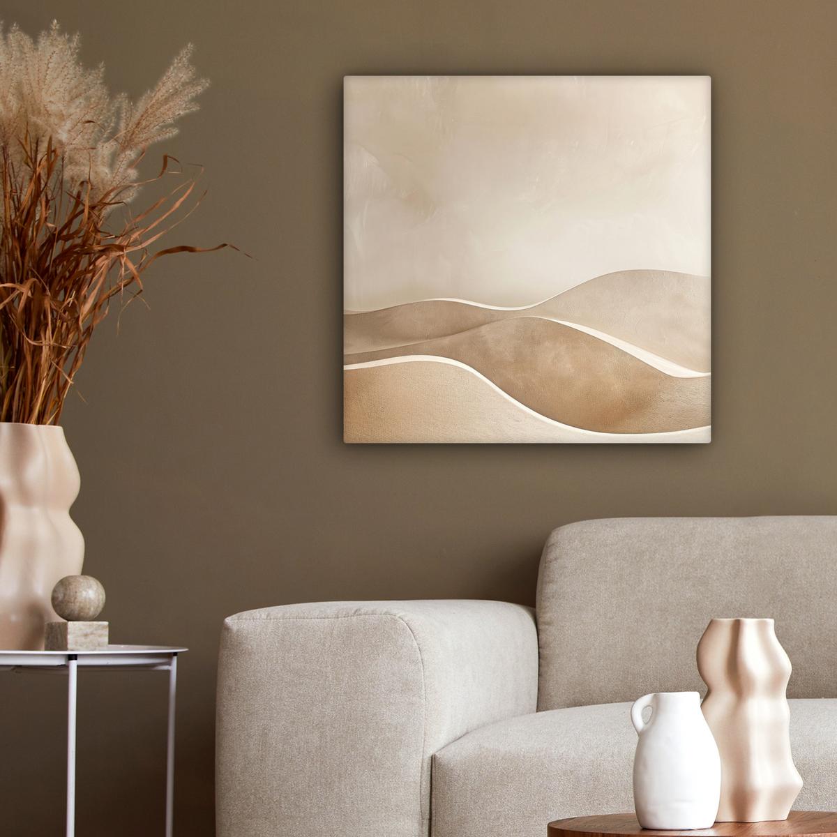 LEINWANDBILD Beige - Natur - Abstrakt - Modern Wandbild Wohnzimmer 50x50 cm - Beige, Textil (50/50cm) - MuchoWow