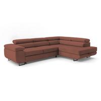 ECKSOFA Velmo mit Bettkasten und Schlaffunktion, verstellbaren Kopfstützen, in L-Form - Hellrosa, Textil (275/203cm)