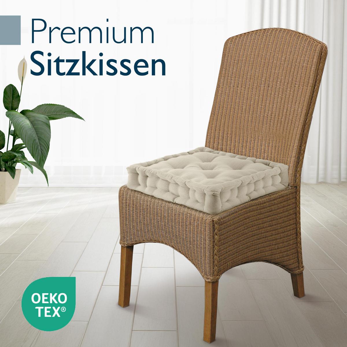 STUHLKISSEN Mila 50/50/10cm Leinen (4tlg) - Naturfarben, Textil (50/50/10cm) - Beautissu 