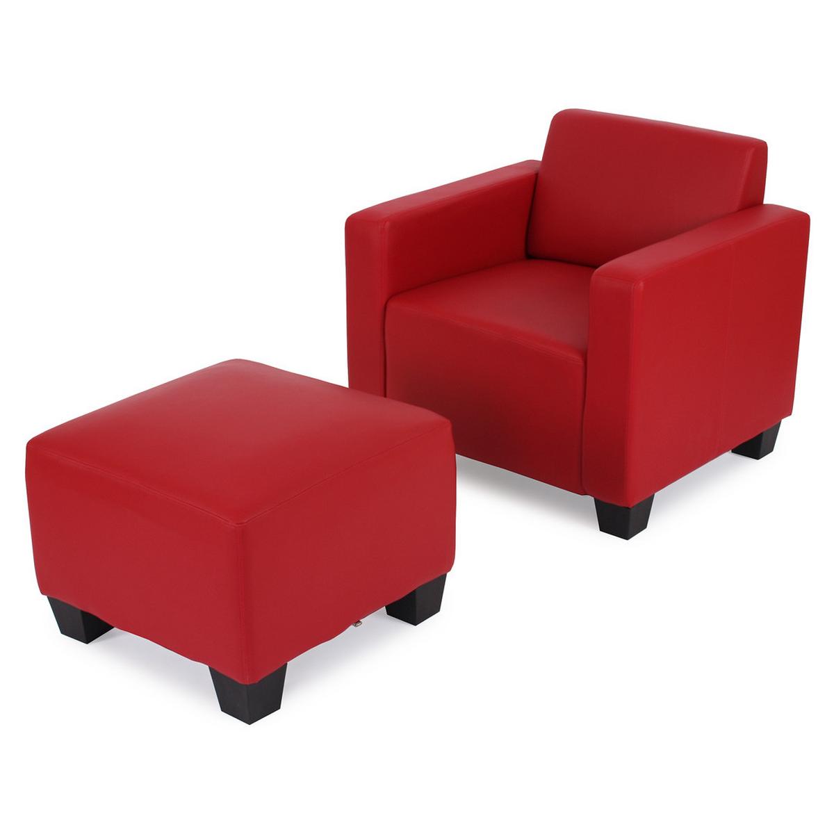 SESSEL MIT OTTOMANE Rot - Rot, Textil (82/76/72cm) - MCW