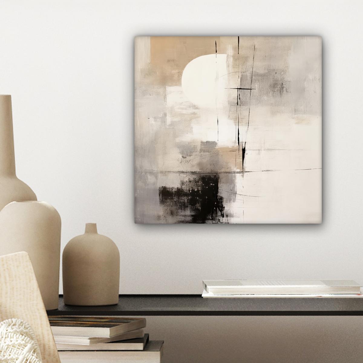 LEINWANDBILD Abstrakt - Kunst - Grau Deko Wohnzimmer 20x20 cm - Hellgrau, Textil (20/20cm) - MuchoWow