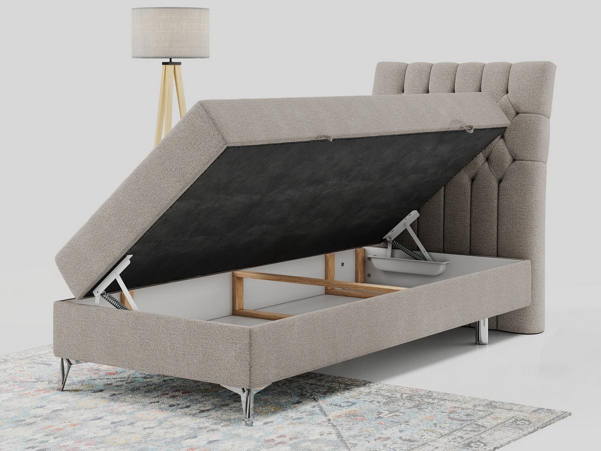 BOXBETT MILEN 90/200 Beige Struktur - H4 - Rechts Seite - Beige, Holz/Textil (90/200cm) - MKS