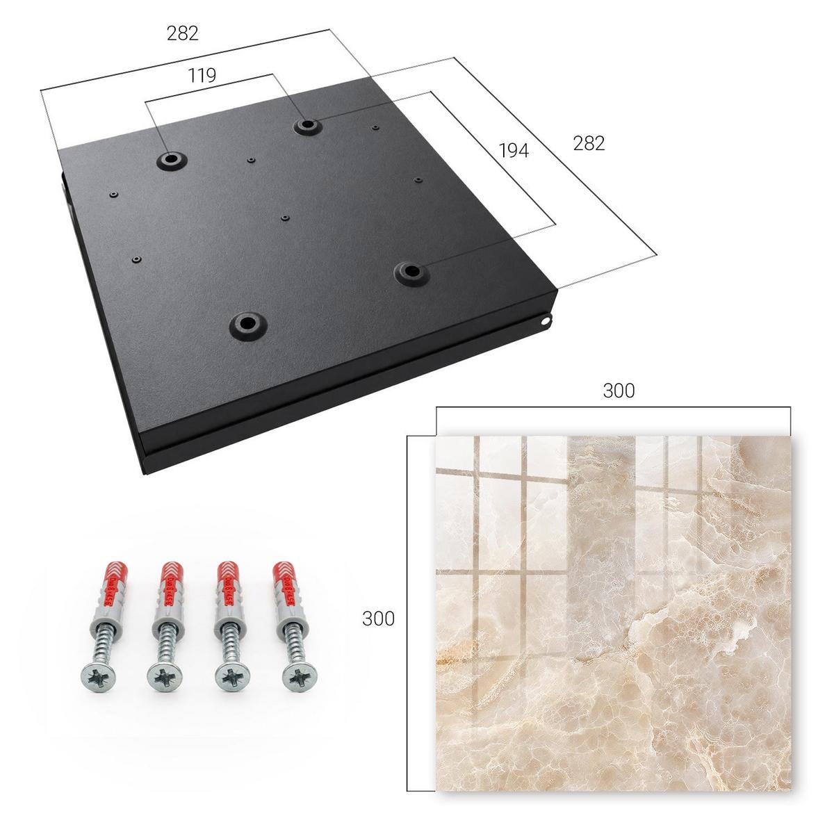 SCHLÜSSELBOX Schwarz 30x30 cm- Türöffnung nach rechts - Beiger Marmor - Beige, Metall (30/30/5cm) - TULUP