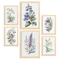 POSTER Set Mit 6 Lilien Vollfarbige Natur Und Botanikdrucke Mit Blumenmotiven Auf Reinweißen Hintergründen A3 & A4 Rahmen Aus Hellem Holz - Beige, Papier (29/3cm) - Nacnic