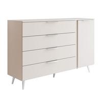 KOMMODE LINA KASCHMIR 1D4S auf hohen Beinen Silber Chrom - Kaschmir, Holzwerkstoff (138/90/40cm) - Lookway