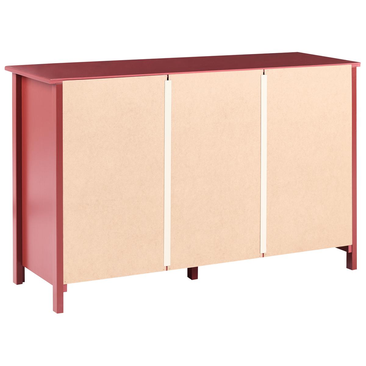 KOMMODE mit 6 Schubladen Kiefernholz Burgunderrot Barcaldine - Dunkelrot, Holz (130/82/45cm) - Beliani