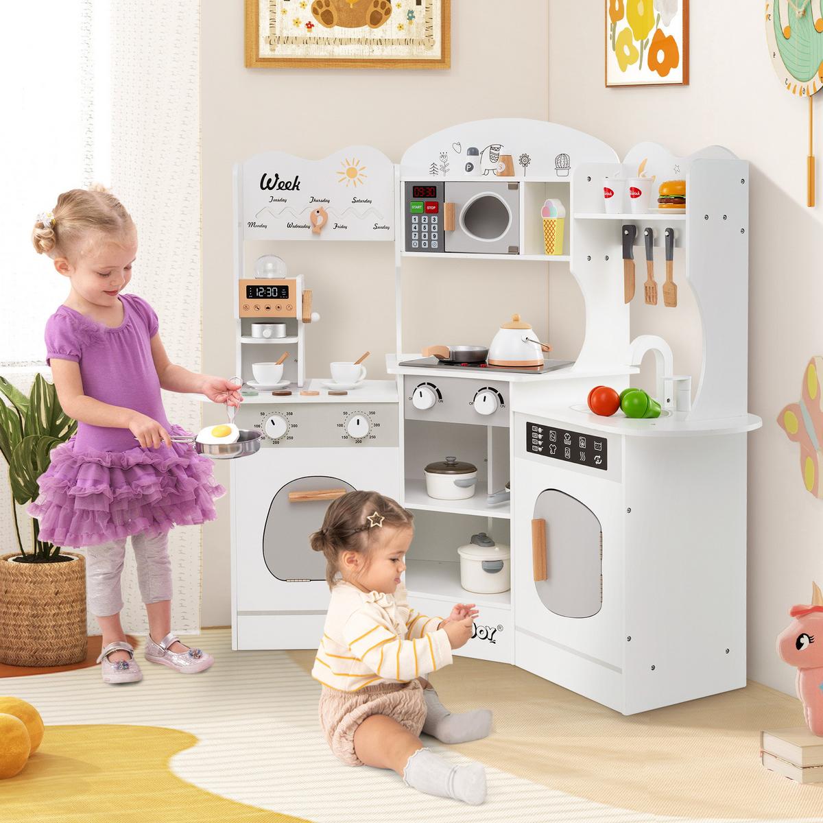ECK-SPIELKÜCHE Weiß - Weiß, Holzwerkstoff (105/95/30cm) - COSTWAY