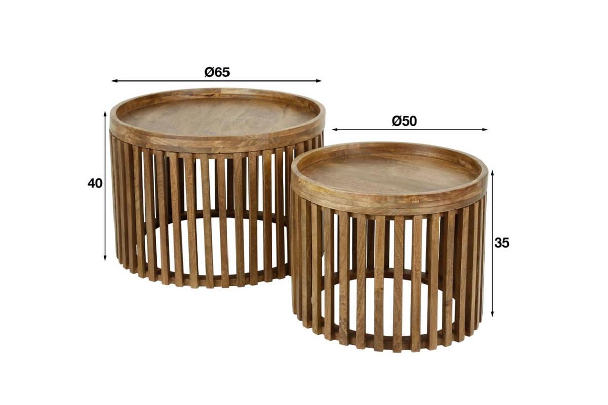 COUCHTISCH LANI 2ER SET Braun Mango - Braun, Mangoholz/Holz (65/65/40cm) - KAWOLA