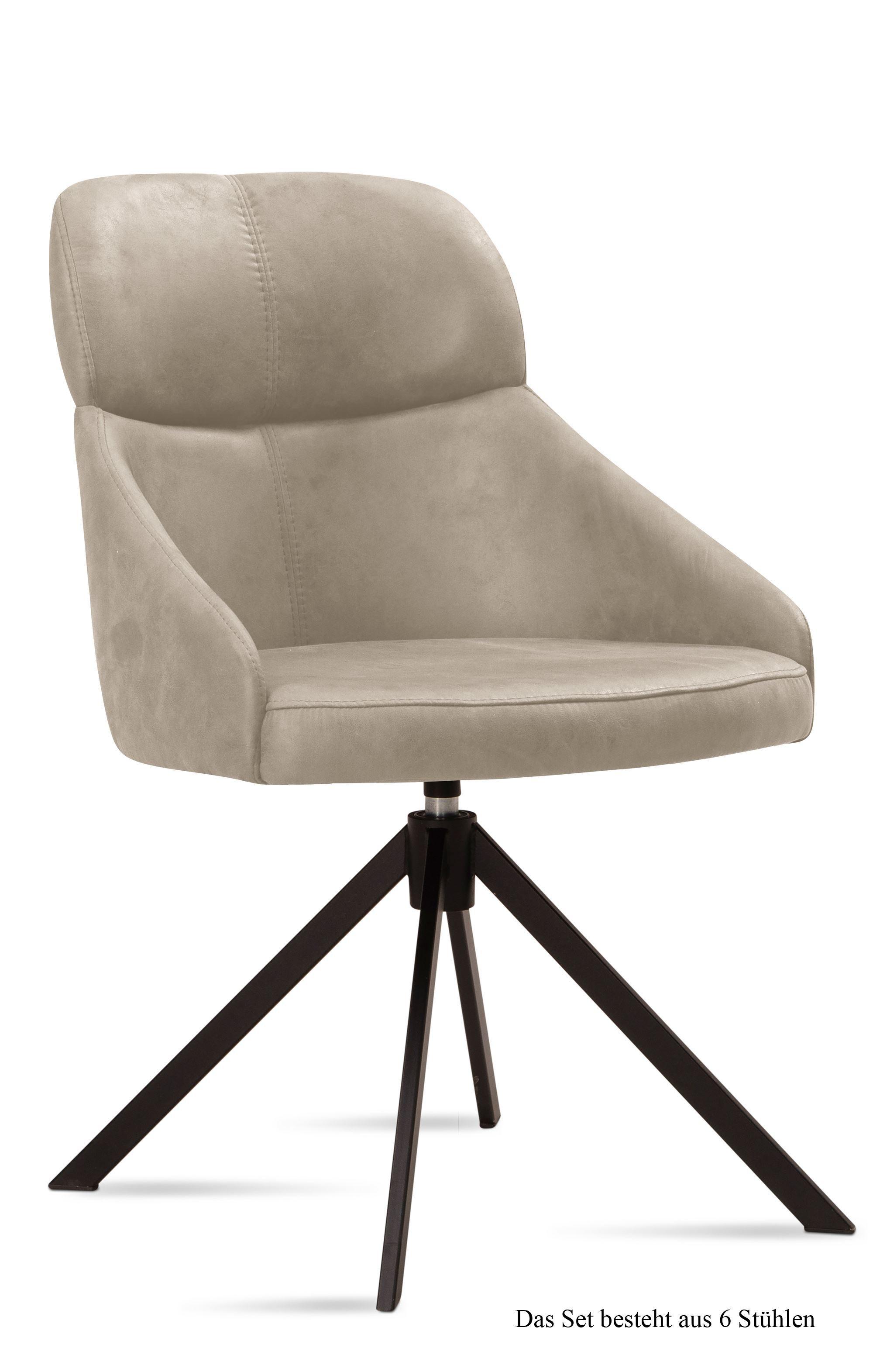 ESSZIMMERSTUHL drehbar (6er-Set) Derska 52x82x63 Schwarz/Natur - Schwarz/Naturfarben, Kunststoff (63/82/52cm) - 58aufmkessel