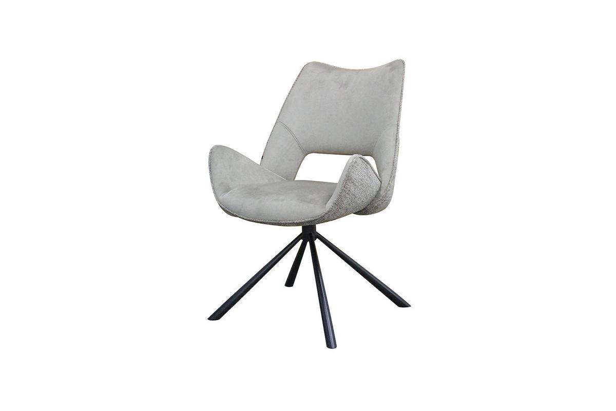 ESSZIMMERSTUHL VELO Steingrau Webstoff (1er-Set) - Greige/Schwarz, Kunststoff/Textil (57/89/61cm) - KAWOLA