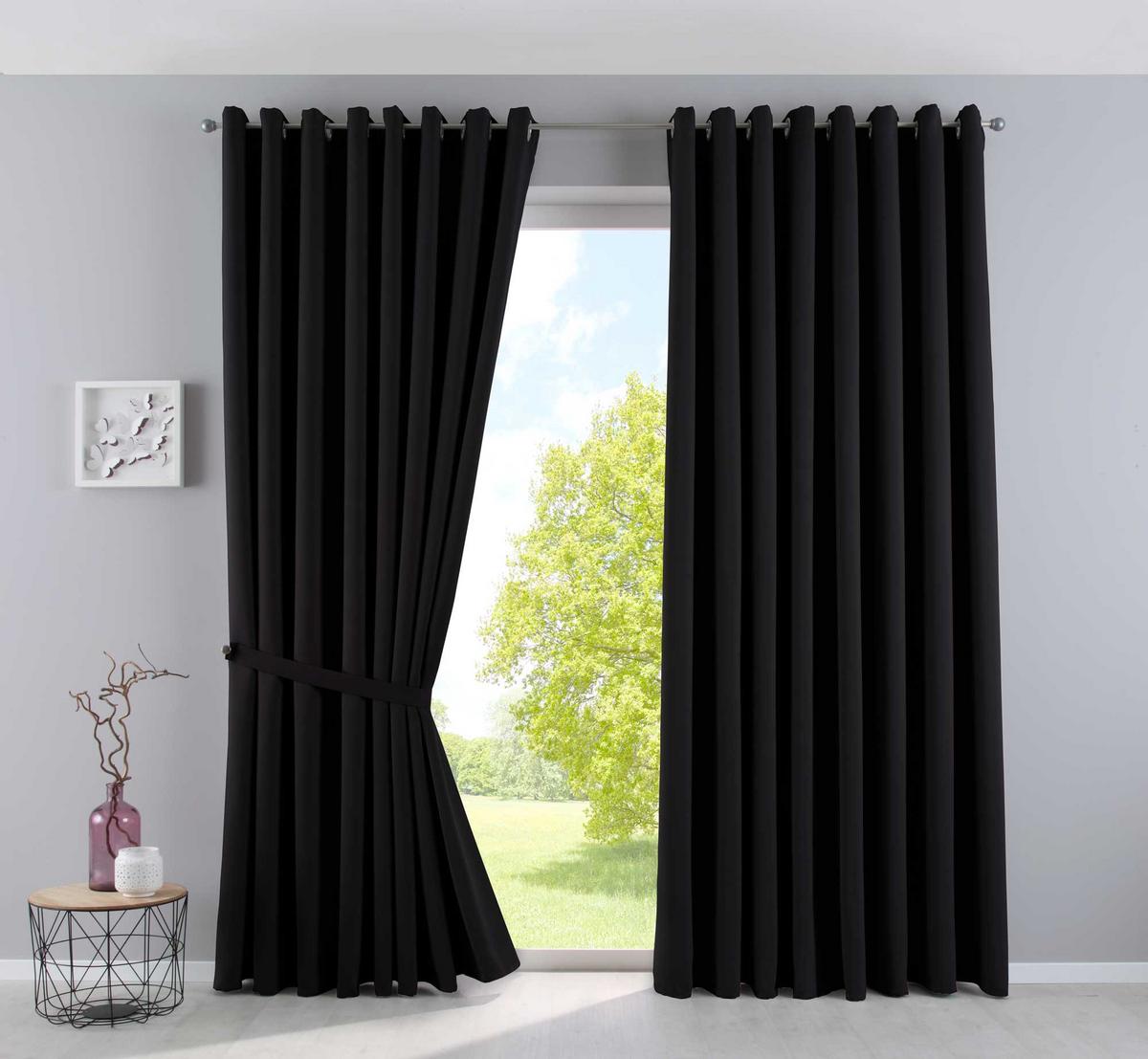 VORHANG »NEW YORK« HxB 245x295 cm Schwarz - Schwarz, Textil (295/245cm) - Gardinenbox