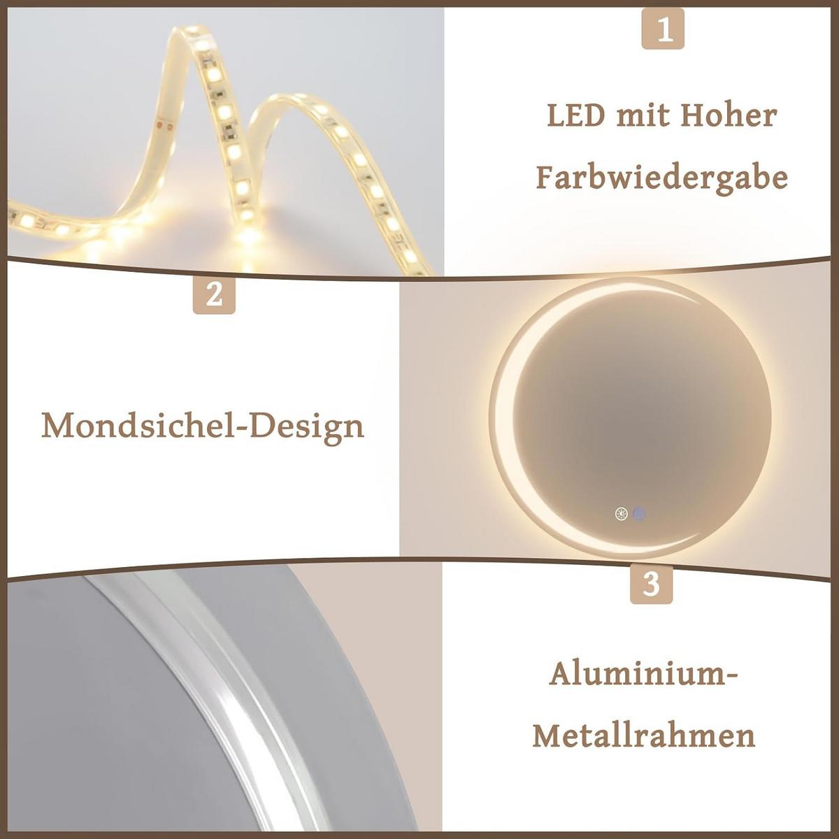 BADSPIEGEL Mirah 50/2.4/50 cm - Alufarben, Glas/Metall (2.4/50/50cm) - ZMH