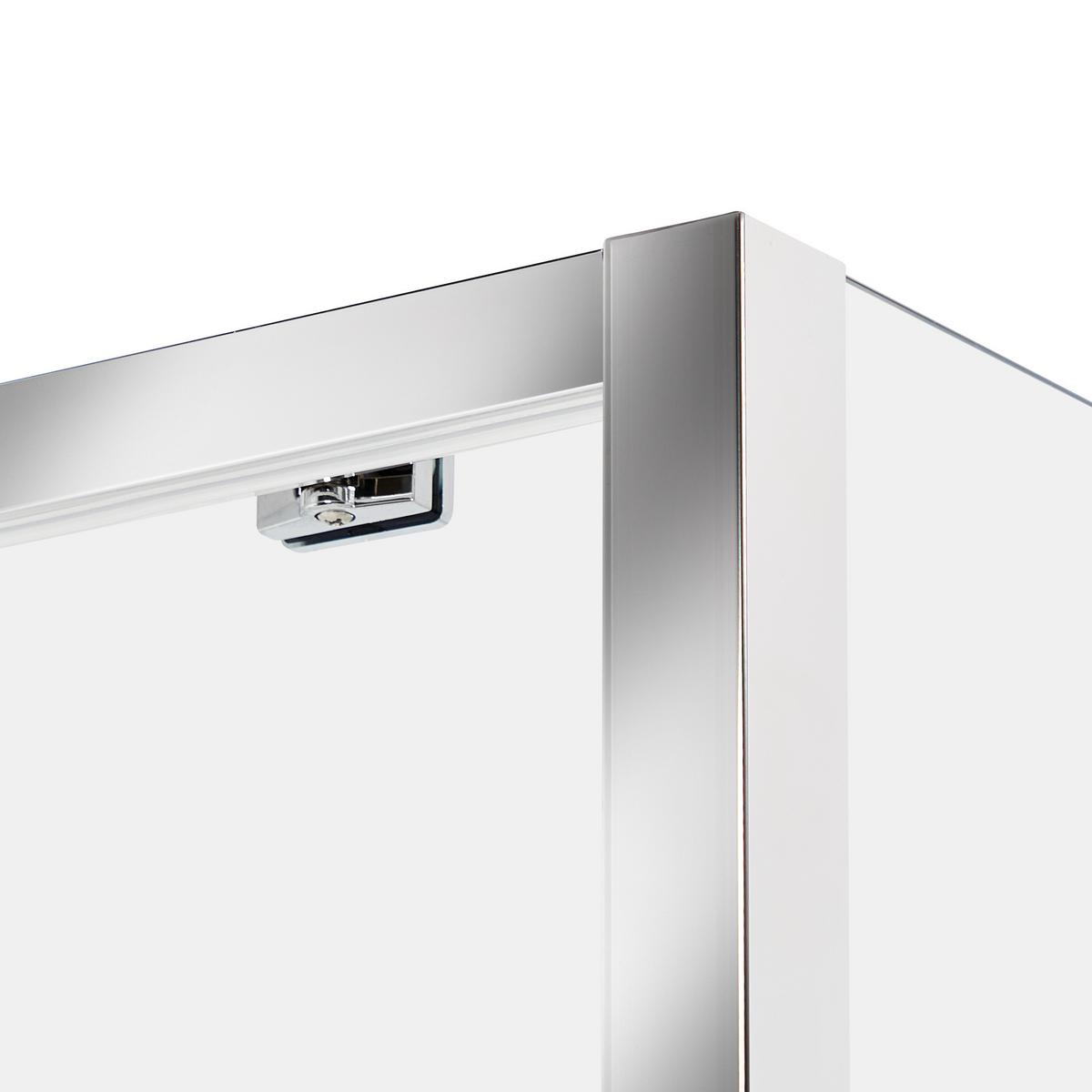 DUSCHKABINE 80/100/185 cm Silber Yoro - Transparent/Silberfarben, Glas (80/100/185cm) - Beliani