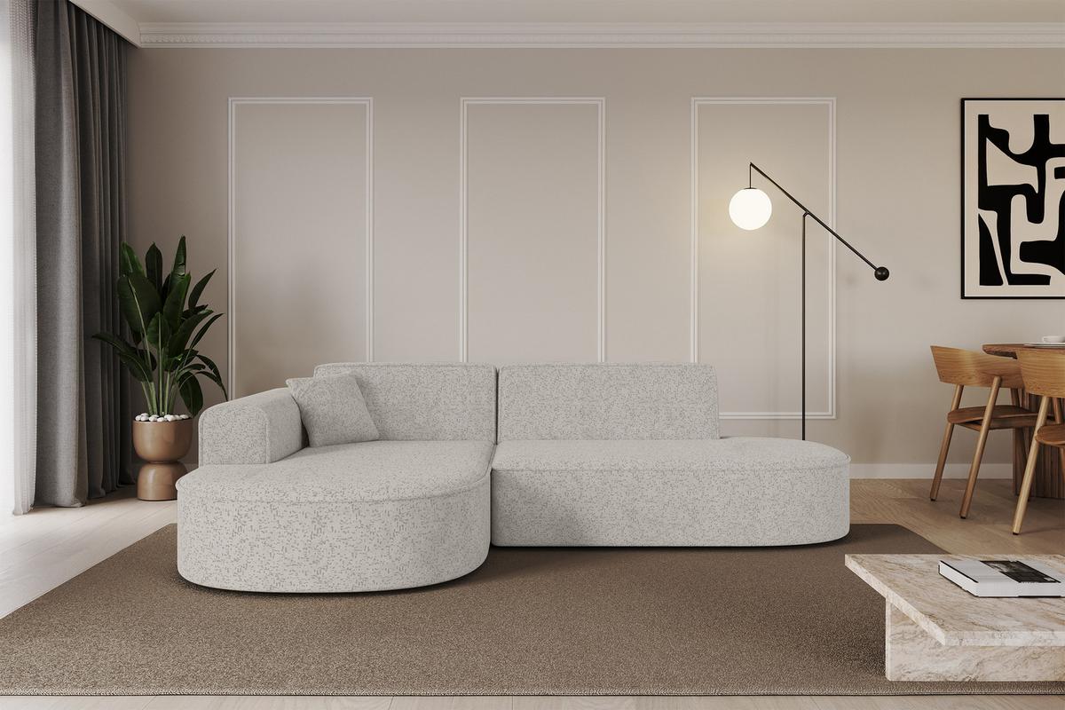 ECKSOFA Ottomane Links MARI-L1 - 243x171x79 cm Hellgrau Tissu - Hellgrau/Schwarz, Holzwerkstoff/Kunststoff (243/171cm) - ALTDECOR
