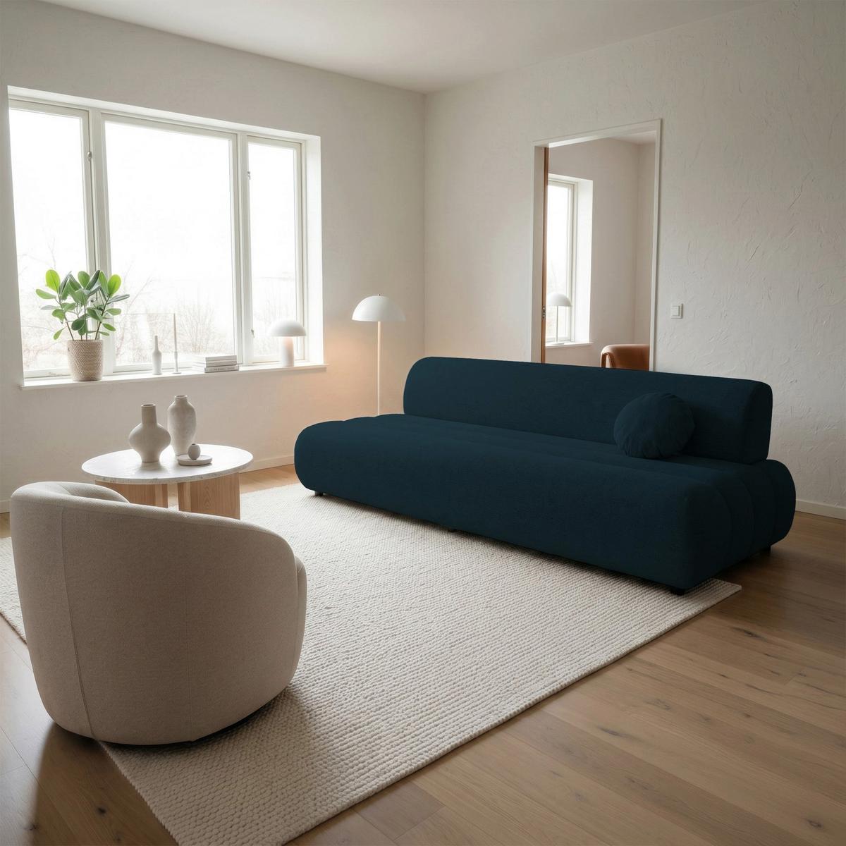 SCHLAFSOFA Arione 214 cm - Blau/Schwarz, Kunststoff/Textil (214/74/104cm) - Selsey
