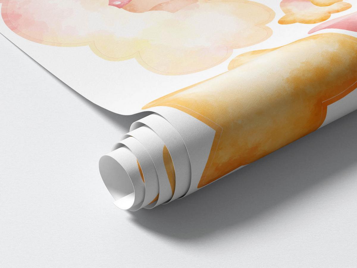 WANDAUFKLEBER 80x106cm - Babys auf den Wolken - Multicolor, Kunststoff (80/106/0.1cm) - Wallfluent