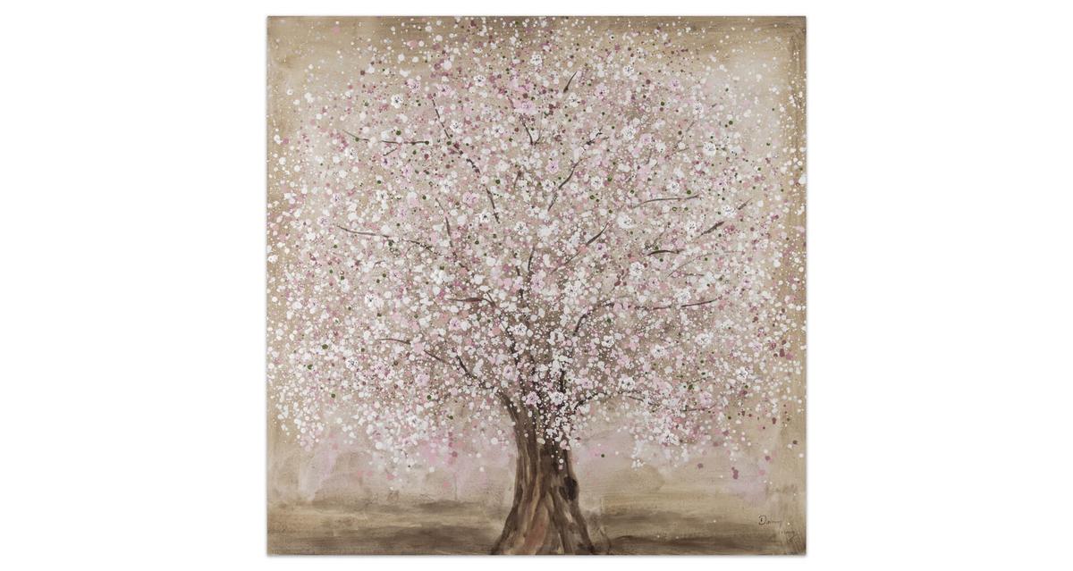 ACRYLBILD HANDGEMALT 80/80 cm - Pink/Braun, Holz/Textil (80/80cm) - KUNSTLOFT