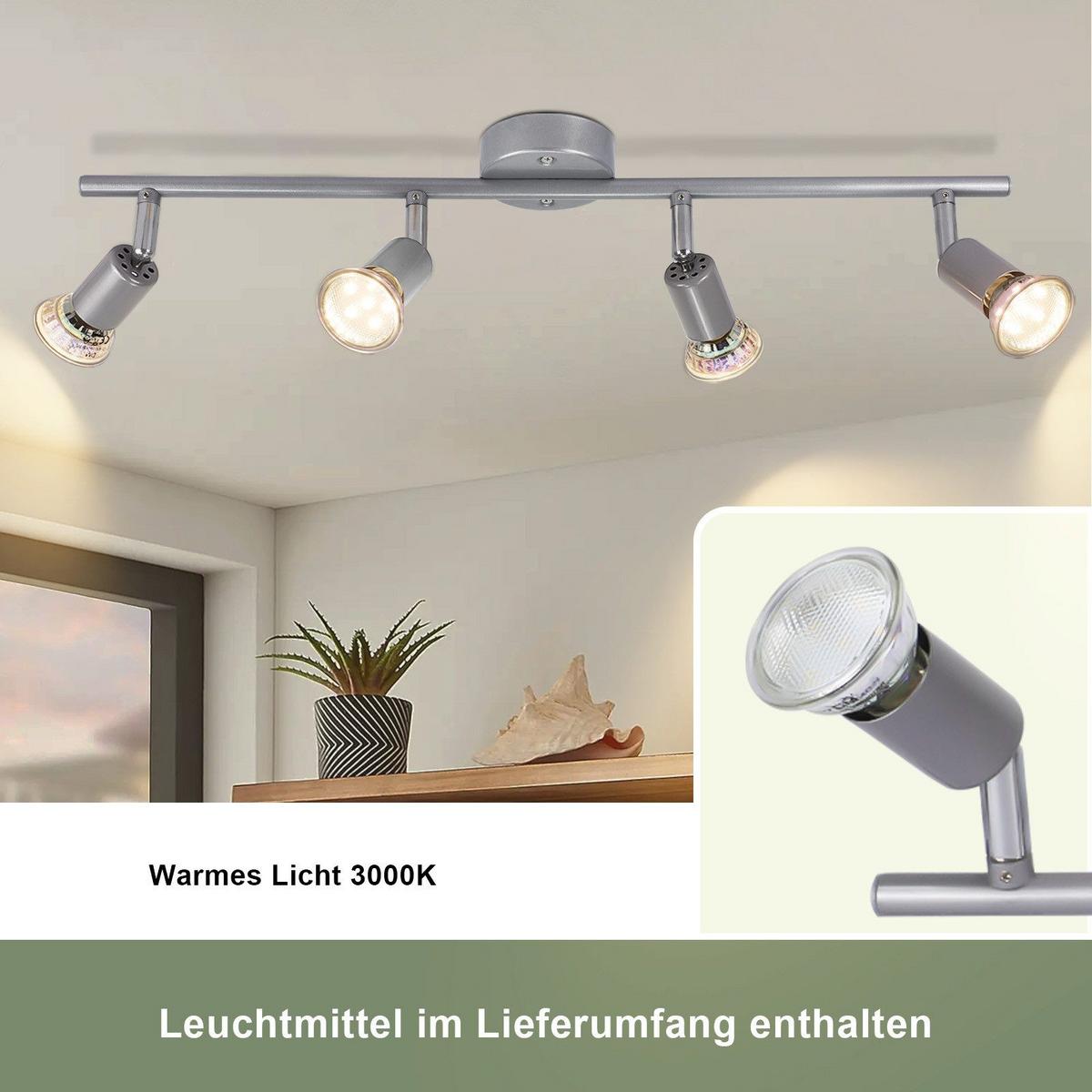 DECKENSTRAHLER Leland 4-flammig 54/15/3.2cm - Silberfarben, Metall (54/15/3.2cm) - Nettlife