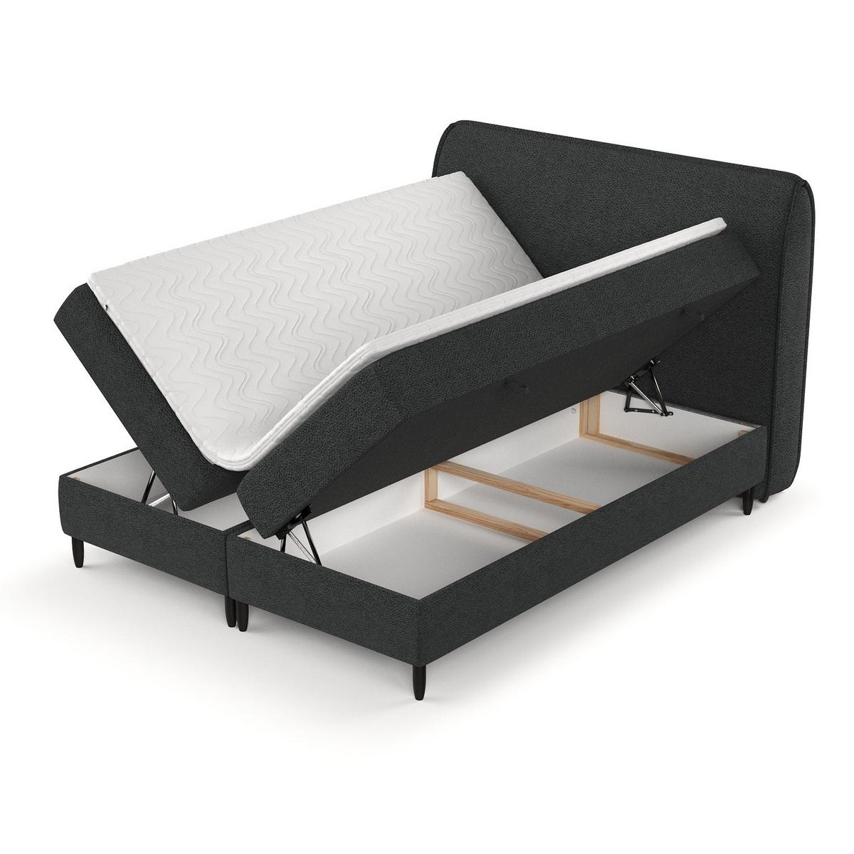 BOXBETT Lunaro 120/200 cm Anthrazit im Bubble Stoff - Anthrazit/Schwarz, Holz/Holzwerkstoff (120/200cm) - AltaBeds
