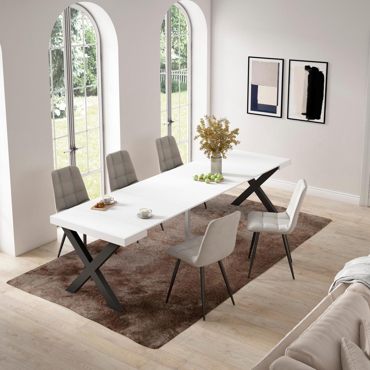 ESSTISCH ausziehbar 58 bis 302cm, für 14 Gäste, weiß, 58/90/73cm - Weiß, Holzwerkstoff (90/302/73cm) - Skraut Home