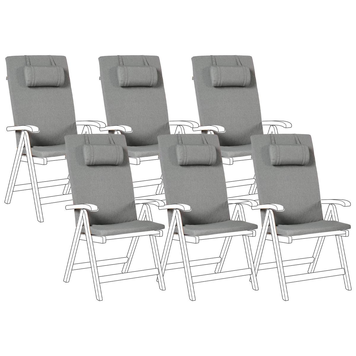 OUTDOOR-SITZKISSEN 6er-Set Grau meliert 50/45 cm Java/Amantea Premium - Grau, Textil (71/71/50cm) - Beliani