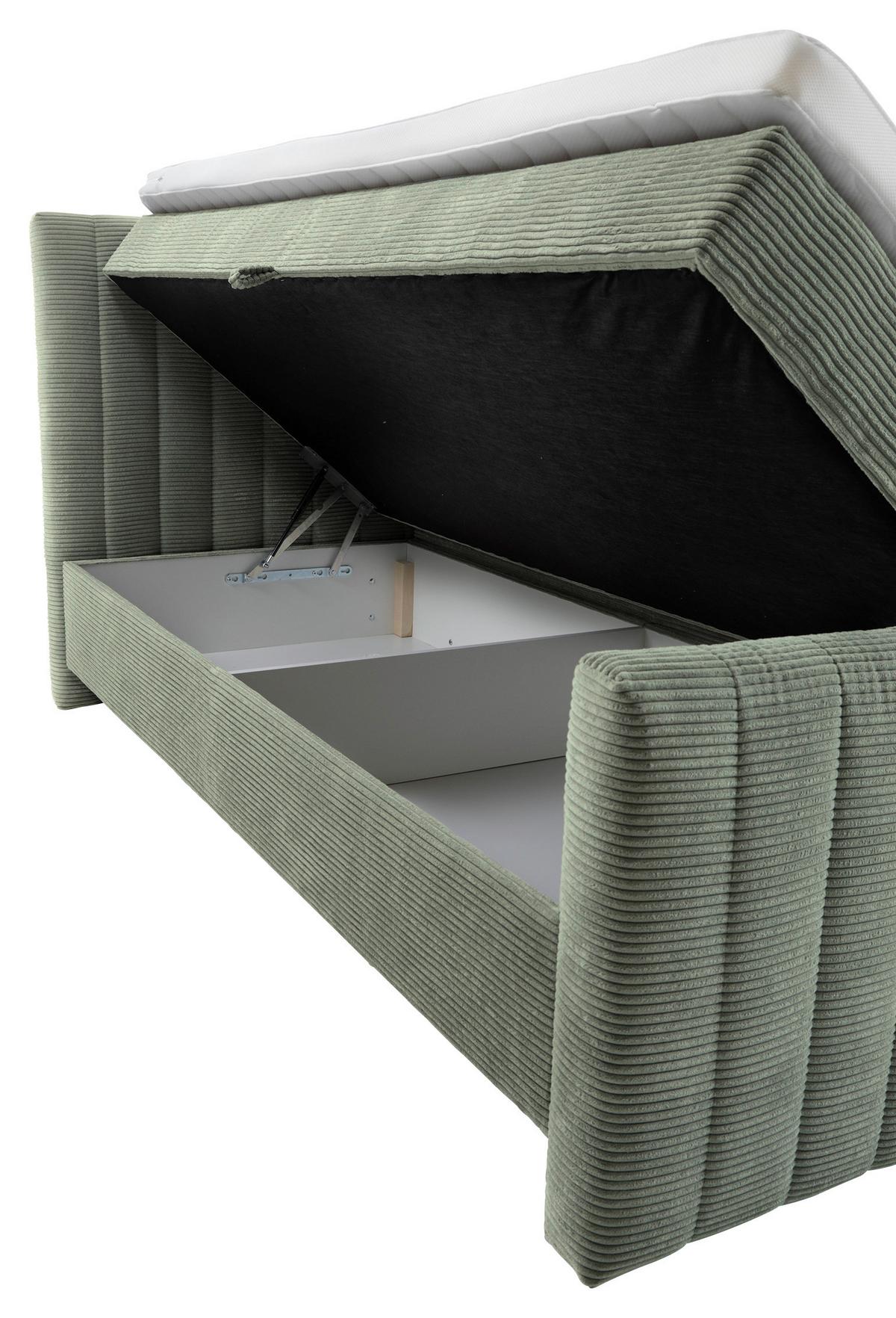 Box Ágy Raja - olívazöld/zöld, Modern, faalapú anyag/textil (160/200cm)